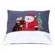 thumbnail image 4 of Funda de cojín con estampado navideño bordado y cremallera oculta para decoración del hogar, diseño de Papá Noel con alce azul sin relleno de almohada., 4 of 14