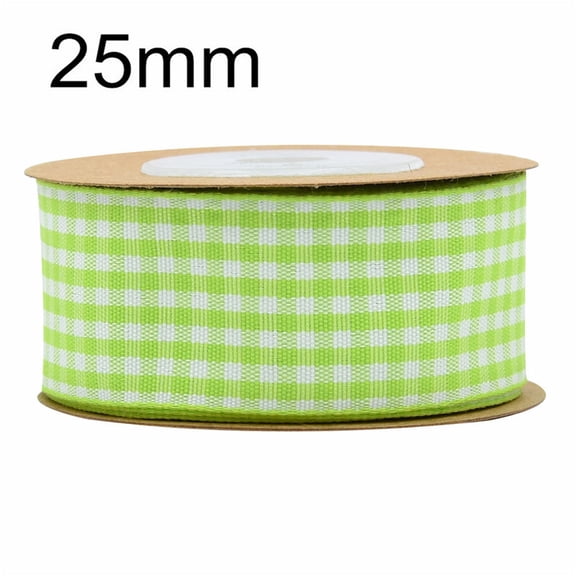 NAMZI 1 Inch x 5.5 Yards Gingham Ribbon, Classic Plaid Buffalo Checker Ribbon for Gift Wrapping, Hair Bows & DIY Crafts, Light Green