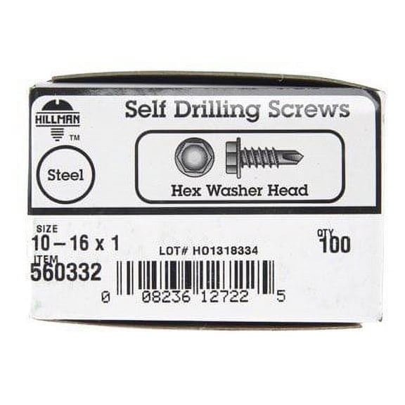 Hillman 10 in. x 1 in. L Hex Washer Head Zinc-Plated Steel Sheet Metal Screws 100 1 pk — Construction & DIY Use, Standard Hardware Spec