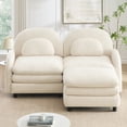 thumbnail image 4 of Teddy Fabric Cloud Loveseat Sofa - Curved Backrest with Lumbar Pillows, 2-Seater Modular Sectional Couch with Movable Ottoman & Double-Layer Cushion, 4 of 14
