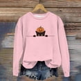 thumbnail image 2 of IDOCLOTHES Halloween Sweatshirt Women Dressy Casual Black Cat Pumpkin Printed Long Sleeve Halloween Sweaters for Women Going Out Tops Womens Fall Fashion Clothing Pink, M, 2 of 4