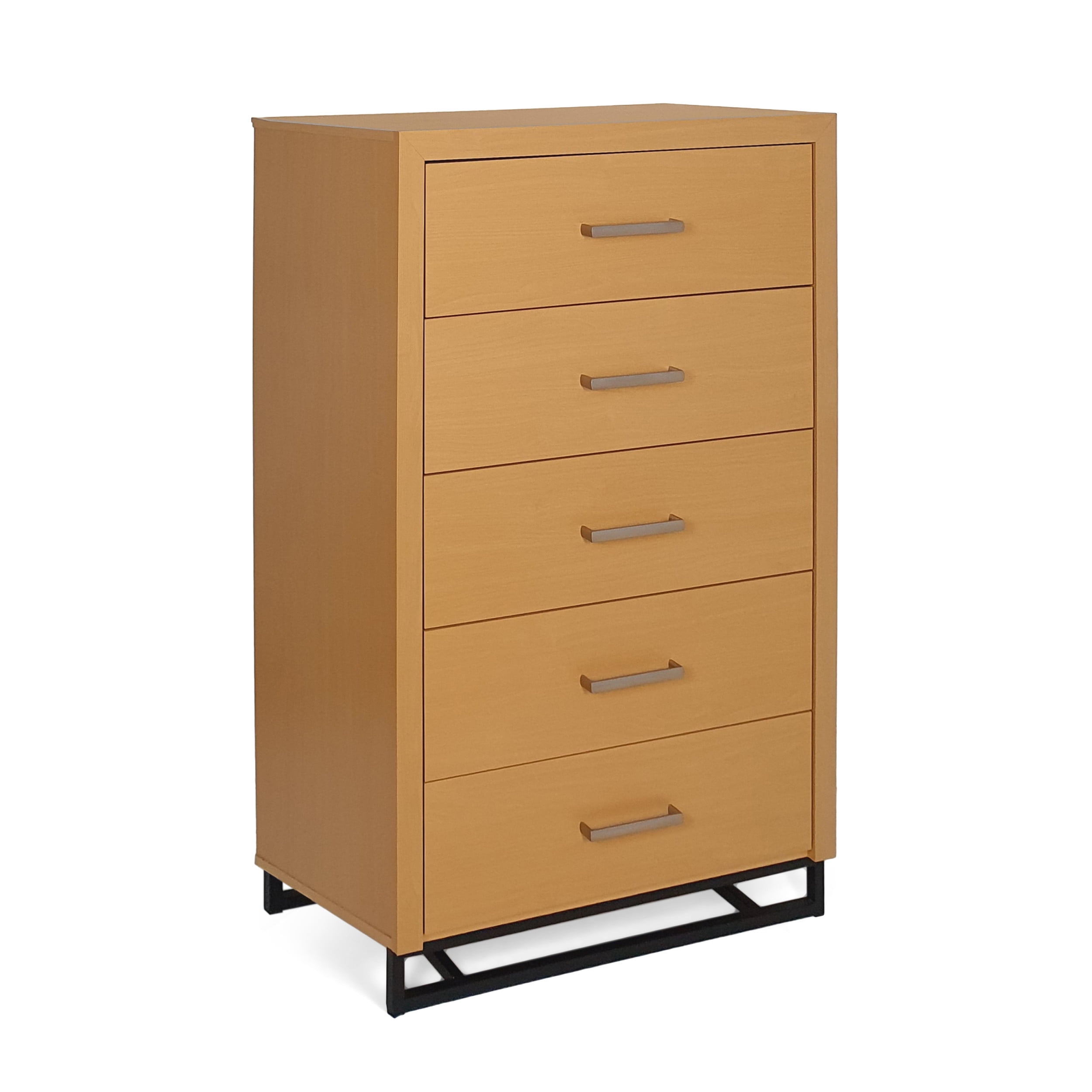 Noble House Cayuga Faux Wood 5 Drawer Dresser, Maple and Black