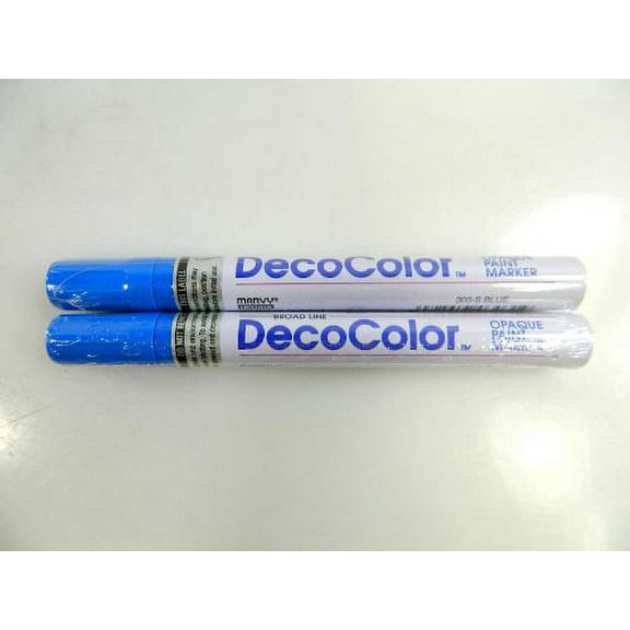 Two (2) Deco Color Marvy Uchida Broad Line Opaque Paint Marker Blue