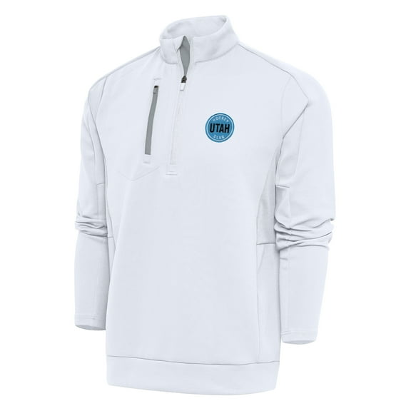 Men's Antigua White Utah Mammoth Generation Quarter-Zip Pullover Top