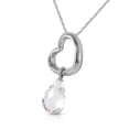 thumbnail image 2 of Galaxy Gold 14K Solid White Gold 20" Open Heart Pendant Necklace with a Genuine White Topaz Drop, 14"-24" Sizes, Symbol of Clarity, 2 of 3