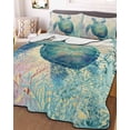 thumbnail image 3 of Quilts Twin Size Bedding Set, Teal Sea Turtle Lightweight Quilted Comforter, Summer Coastal Coral Ocean Linen Texture Soft Reversible Bedspread Coverlet with Pillow Covers for All Season, 68" x 86", 3 of 7