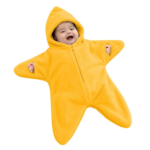 GiLiling Baby Starfish Onesie Halloween Zipper Hooded Star Suit Newborn Outfit Cute Dress-Up Outfit for Christmas Festival and Baby Party Dressing‑up (Yellow, 3-6 Months)