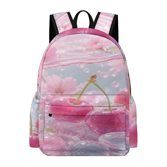 BCIIG Cherry Sakura Bubble Water Pattern Printed Oxford Backpack, Large Capacity Laptop Backpack, Water Resistant, Travel Daypack for College Work Commuting Adults,