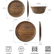 TP 12-Piece Dinnerware Set, Melamine Dishes Set with Bowls and Plates, Dinner Service for 4, Dishwasher Safe, Wood Grain