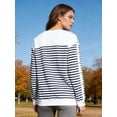 thumbnail image 4 of Haitryli Long Sleeve Adaptive Sweatshirt for Womens Striped Tear-away Press Buttons Recovery Shirt With Pocket Navy Blue XXL, 4 of 7