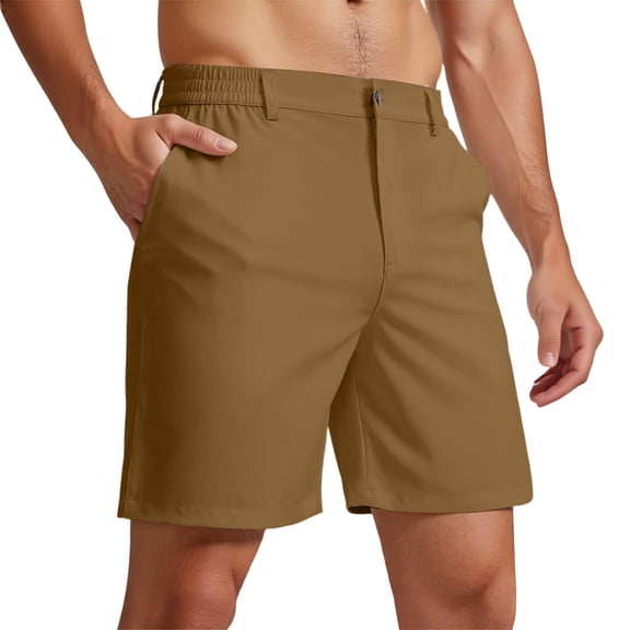 Men's Lightweight Golf Shorts Stretch Quick Dry Casual Work Dress Shorts with Pockets Brown XXL