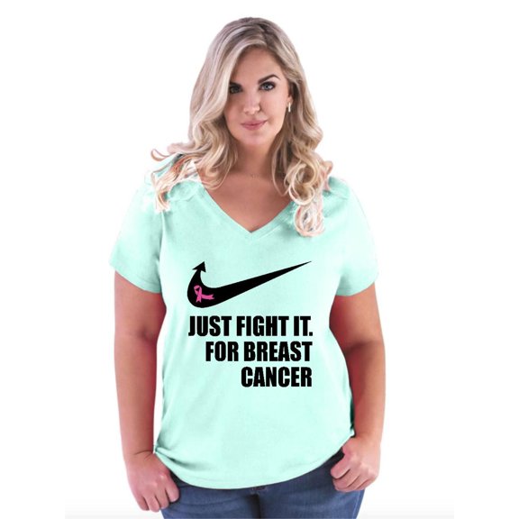 NIB - Women's Plus Size V-neck T-Shirt - Breast Cancer