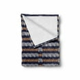 thumbnail image 2 of Ethnic Soft Flannel Fleece Throw Blanket, Abstract Motif with Horizontal Folk Bands Vintage Culture Design, Cozy Plush for Indoor and Outdoor Use, 60" x 80", Indigo Ginger White, by Ambesonne, 2 of 6