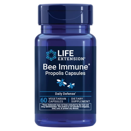 Life Extension® Bee Immune Propolis Capsules, Immune Support, Respiratory Health, bee Propolis, Gluten-Free, Non-GMO, Vegetarian, 60 Capsules