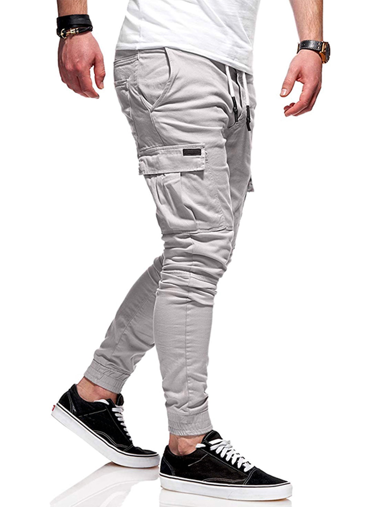 Men's Cargo Work Pants Bottom Sports Joggers Jogging Casual Trousers Sweatpants