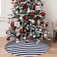 thumbnail image 5 of Sikiie Navy Blue And White Stripes 30-48 inches {designName} Print Christmas Tree Skirt Snowman Xmas Tree Skirt with Edge Christmas Decorations for Holiday Party48", 5 of 7