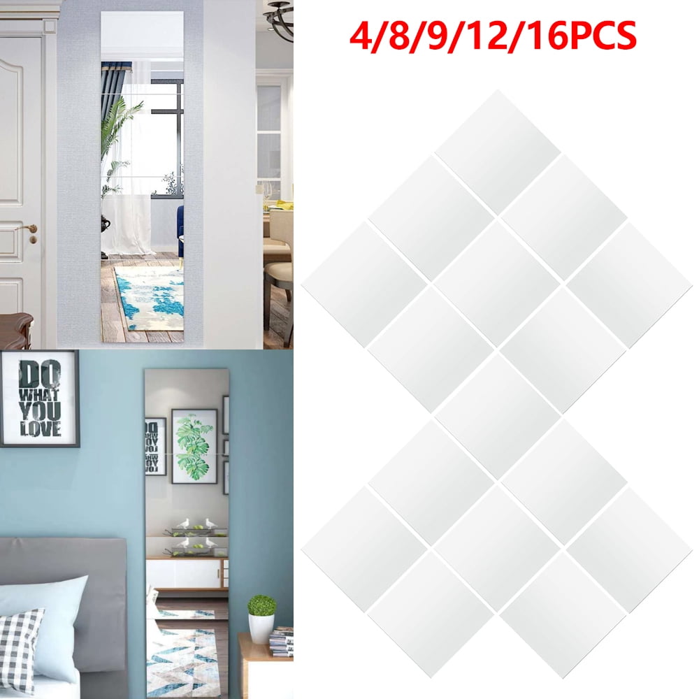 Square Mirror Tiles Wall Stickers Self Adhesive Decor Stick On Art Home 30*30cm 