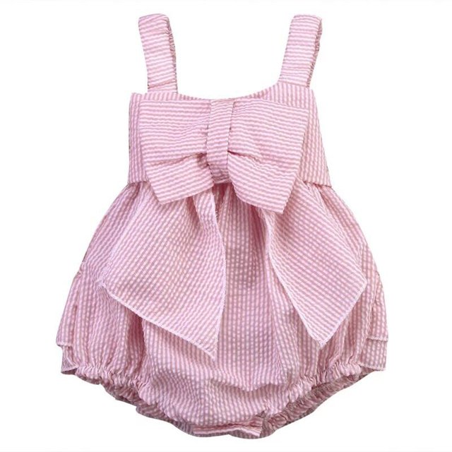 Newborn Sleeveless Striped Body Romper Jumpsuit Outfits Summer suit Pink Princess Toddler Infant Newborn Baby Girl Clothespink3-6M-70CM He Qiyong unisex