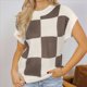 thumbnail image 4 of Suéter de Corta para Mujer, Cuello Redondo, Color Block, Tejido, Chaleco de Otoño, Moderno Suéter de Corta. Caqui L, 4 of 9