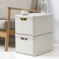 thumbnail image 2 of HANAMYA Bac de Rangement Pliant et Empilable avec Couvercle 30 Litres en Beige (Lot de 3), 2 of 10