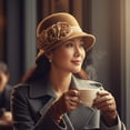 thumbnail image 7 of Slccxzc Elegant Adjustable Fedora Hat with Bow Decoration Dome Top Hat, 7 of 7