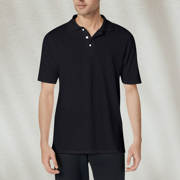 TQWQT Black Golf Polo Shirts for Men Short Sleeve Polo T Shirts Plain Summer Basic Tops Fashion 2025 Business Casual Classic Blouse 3XL