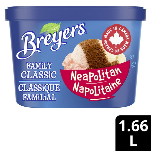 Breyers Family Classic Neapolitan with rich cocoa, natural vanilla & real strawberries Frozen Dessert, 1.66 L Frozen Dessert