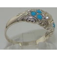 thumbnail image 3 of LBG 925 Sterling Silver Cultured Pearl and Turquoise Womens Band Ring - Size 12, 3 of 6