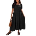thumbnail image 2 of Horkkom Maxi Dresses for Women Plus Size Summer Short Sleeve Tiered Dress Casual Loose Beach Long Dresses XXXXL, 2 of 10