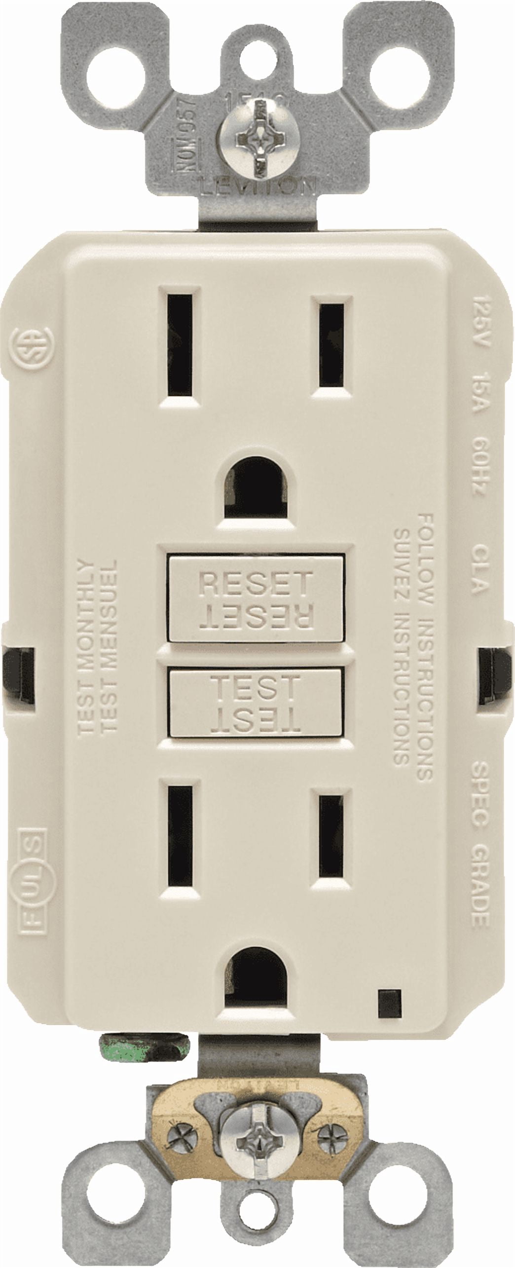 Leviton GFCI Receptacle in Red — UL Listed for US Residential Electrical Code Compliance, Drop-in NEC-Standard Wiring