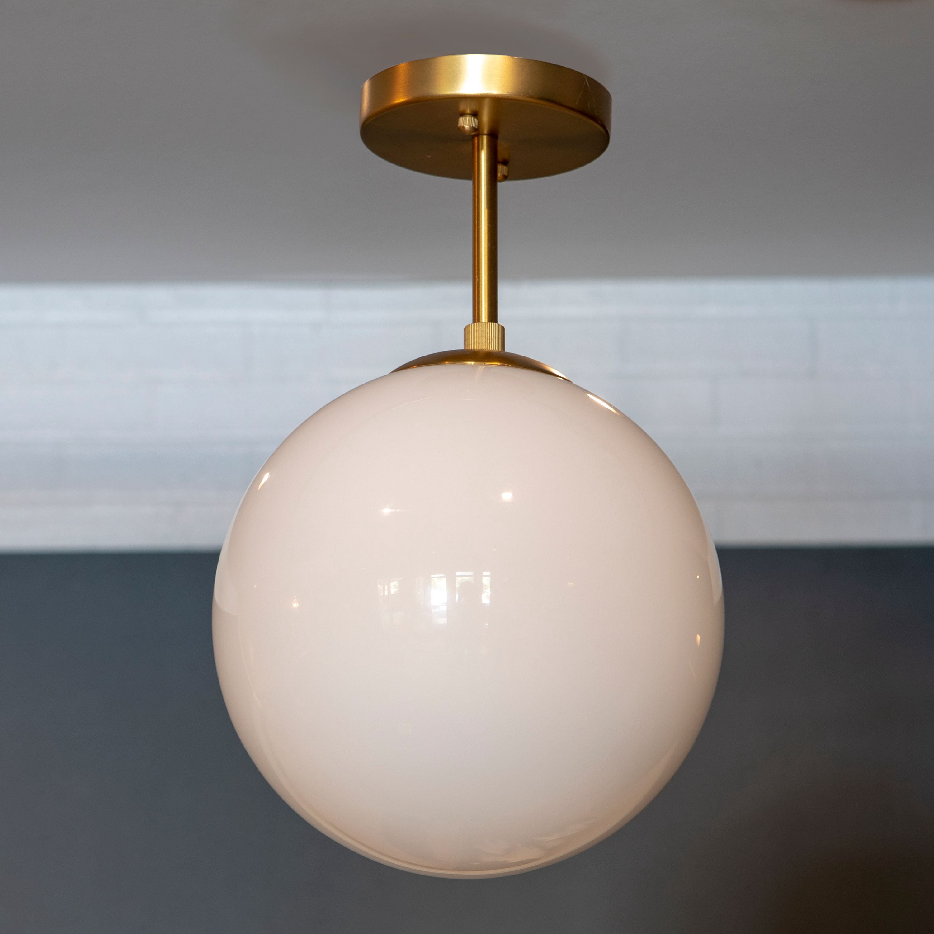 Decor Therapy Michael Milk Glass 1-Light Semi Flush Mount Ceiling Light