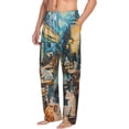 thumbnail image 6 of Gukieu Whimsical Cats Night Cafe Print Men's Home Trousers, Elastic Drawstring Home Pajamas Clothing Suitable for Adult Men-Small, 6 of 6
