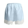 thumbnail image 6 of Letdown Satin Silk Shorts Women Y2K Low Rise Lace Trim Pajama Mini Micro Shorts Silky French Knickers Half Pjs Bottom Pajama Shorts (Blue, L), 6 of 6