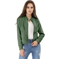 thumbnail image 1 of Chaqueta corta de motociclista Allegra K Piel sintética asimétrica con cremallera frontal mujer ejercito verde S, 1 of 6