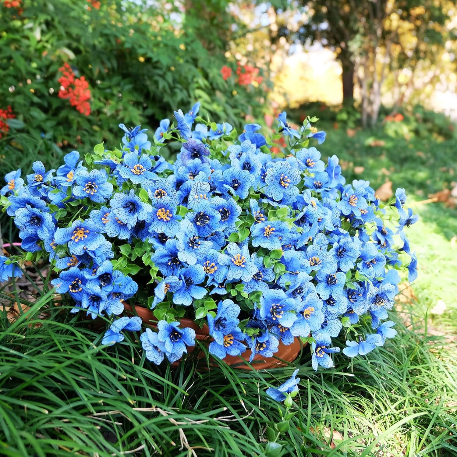 Artificial Flowers for Outdoors, 6 Bundles Artificial Plants & Flowers Outdoor, UV Resistant Faux Flowers Outdoor Fake Flowers for Outside Porch Window Box Decoration