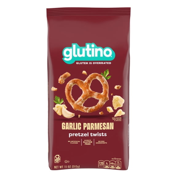 Glutino Gluten Free Garlic Parmesan Pretzel Twists, Gluten Free Snacks, 11 oz