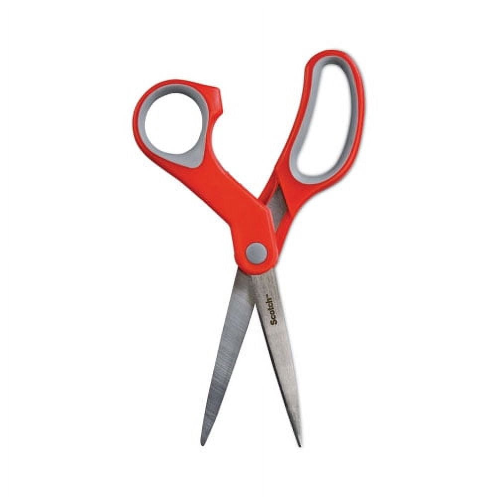 Scotch "Multi-Purpose Scissors, 8"" Long, 3.38"" Cut Length, Gray/red Straight Handle | Bundle of 10 Each" — Residential Use, Standard Application