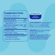Neuro Energy & Focus Extra Strength Peppermint Gum 3-pack, 40mg Natural Caffeine Gum & Nootropic Energy Supplement with L-Theanine & B Vitamins - Sugar Free, Vegan, 18 Piece count