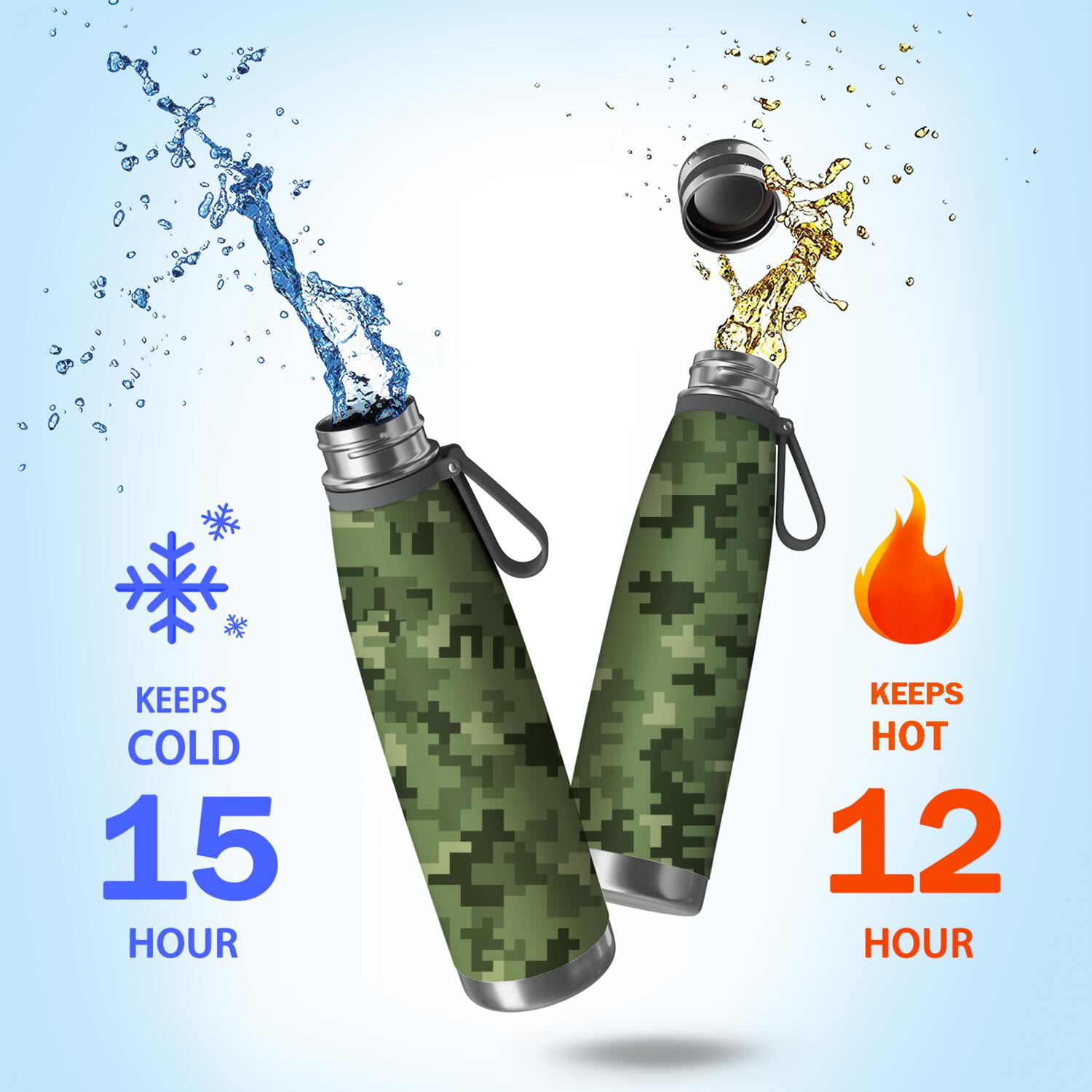 29oz Insulated Water Bottle with Tea Infuser, Stainless Steel Travel Mug, Camouflage Print