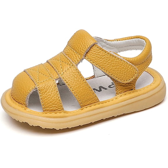 Baby Boys Girls Summer Lightweight Soft Sole Closed-Toe Outdoor Leather Athletic Sandals