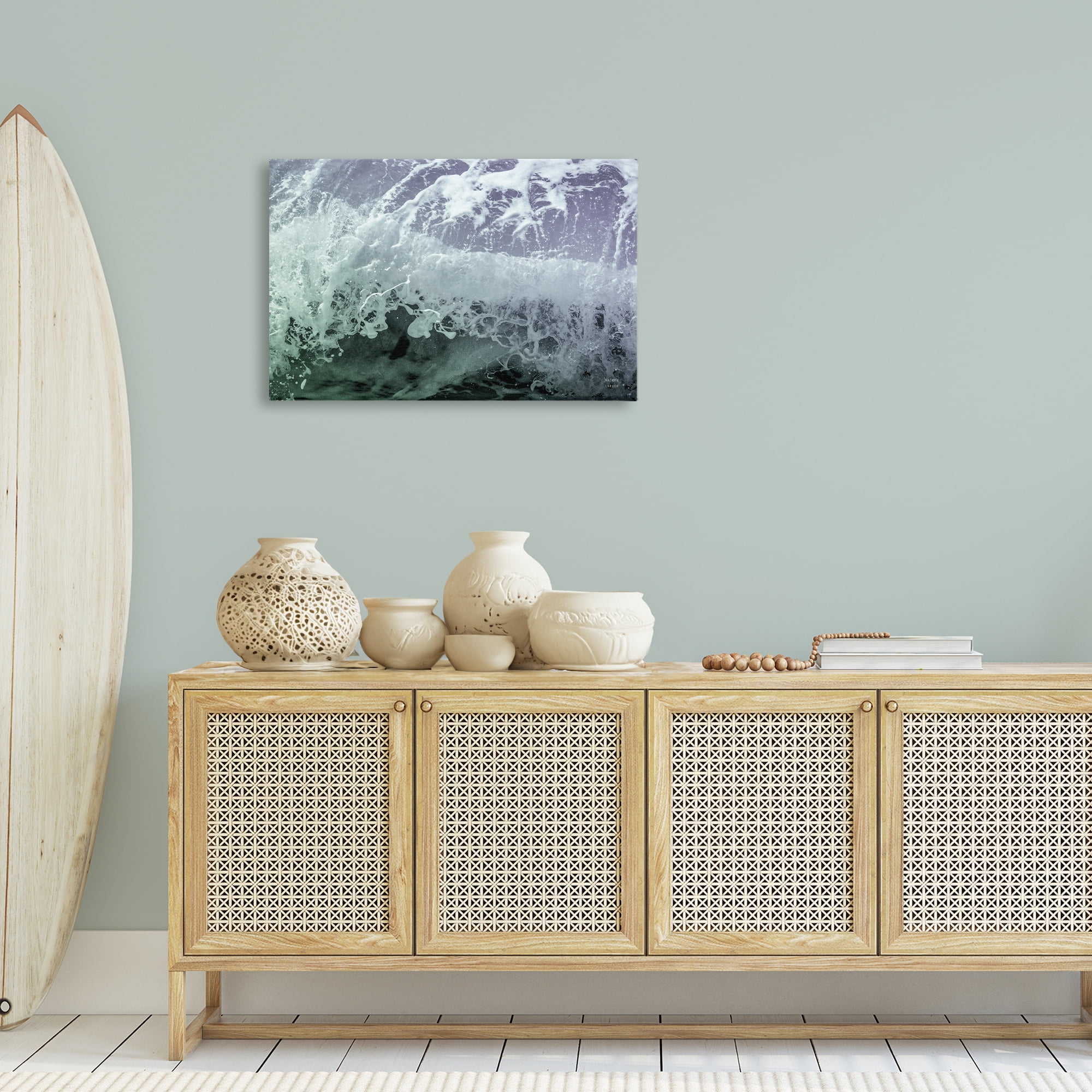 Stupell Industries Splashing Blue Waves Landscape Photography Gallery Wrapped Canvas Art Print Wall Art, 30 x 20