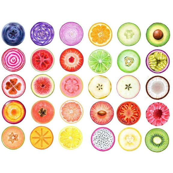 Round Fresh Fruit Slice Aesthetic Diary Travel Journal Paper Stickers Scrapbooking Stationery Sticker Flakes Art Supplies