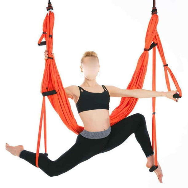 freestylehome Aerial Yoga Swing Flying Hammock Set Anti-Gravity 6 Hand Grip  Hanging Chair Kit Fitness Pilates Swing Belt