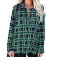 thumbnail image 2 of Blusa Cuello vuelto Tapeta Cordón delantero Casual Rejilla suelta Tops para mujer Verde XL, 2 of 6