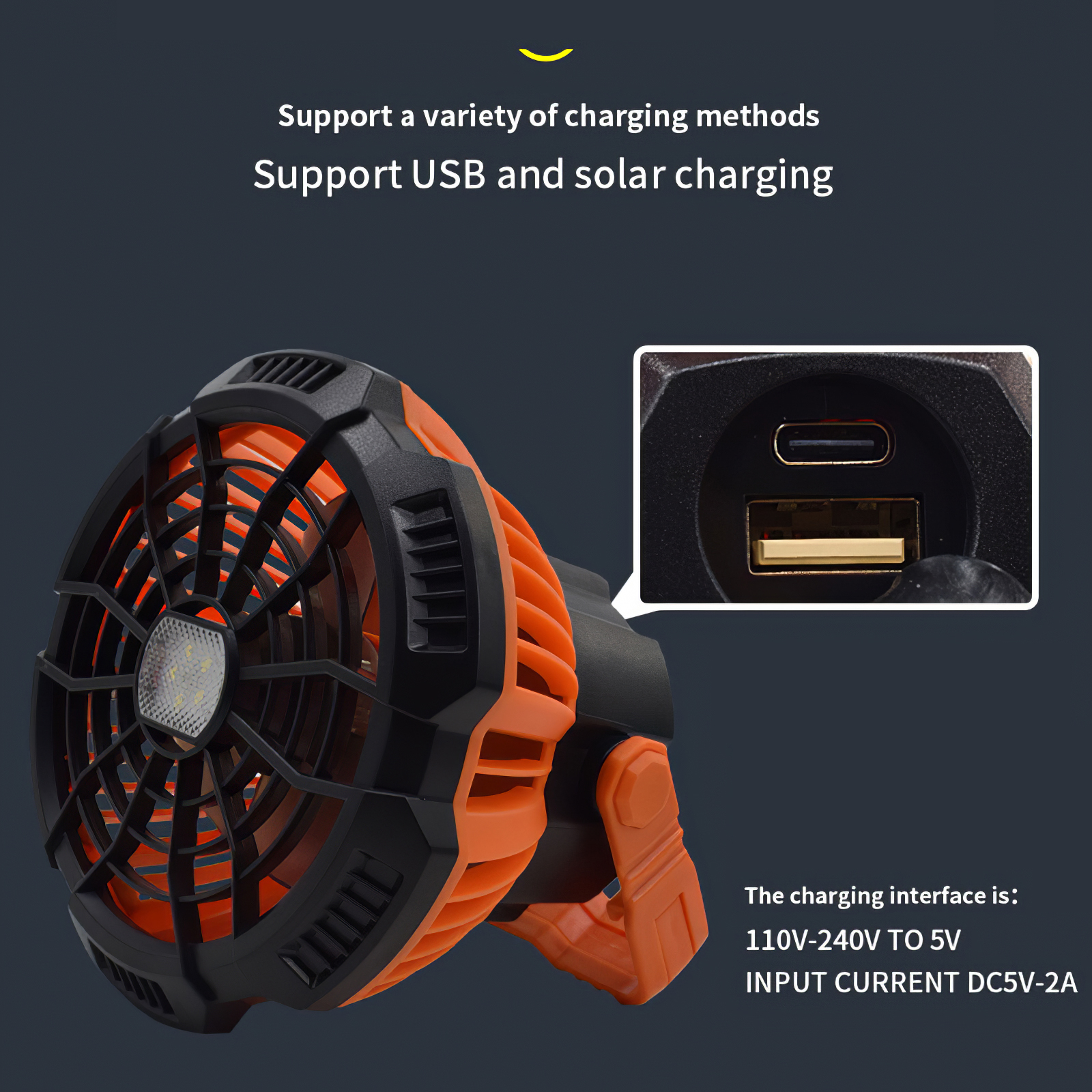 Camping Fan Light 250lm Portable Tent 