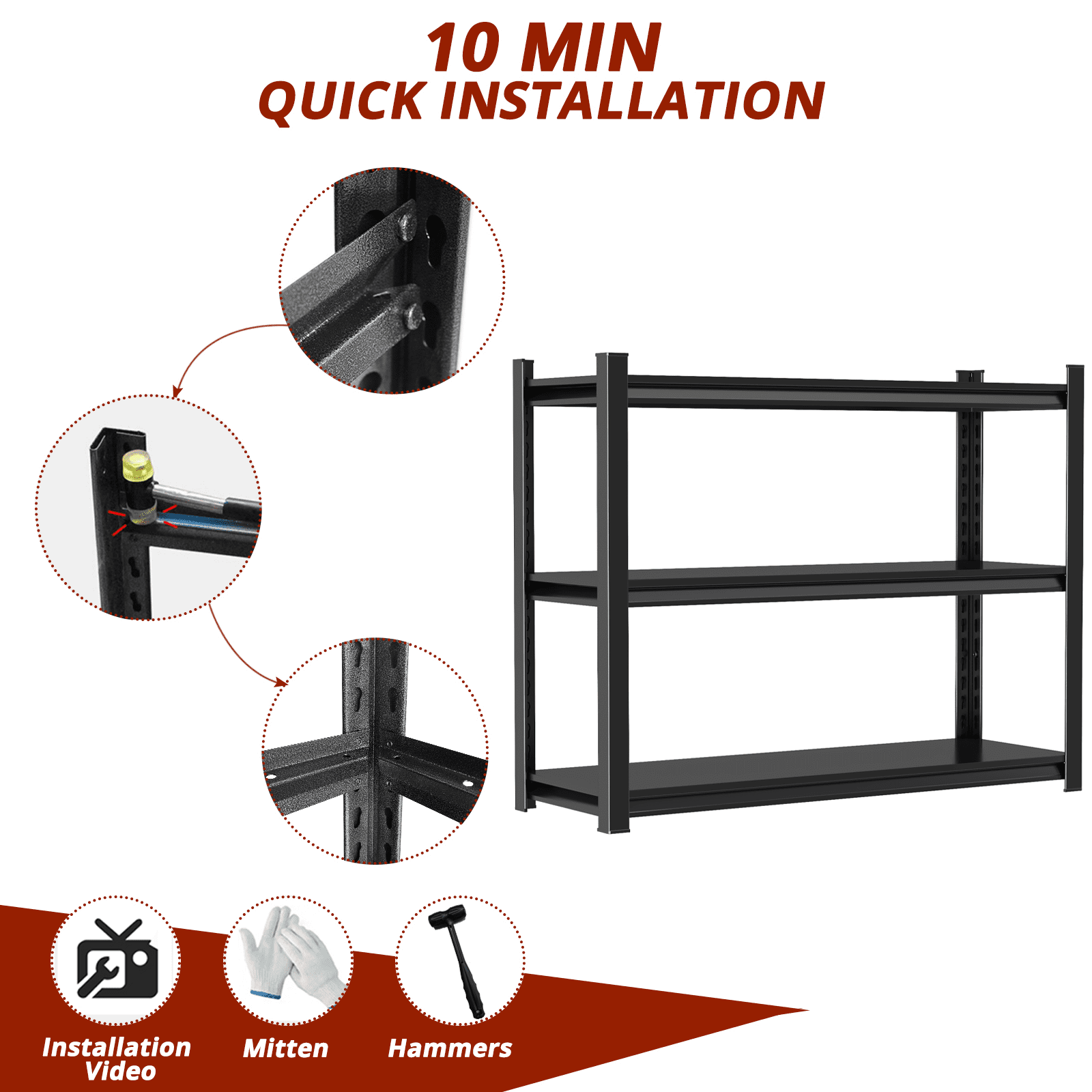 Heavy-Duty Metal Storage Rack 35.43 Inch Width 660 lbs Capacity Adjustable Shelves for Reptile Terrarium Fish Tank