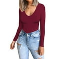thumbnail image 4 of Long Sleeve Shirts for Women V Neck Basics Tops Lightweight Base Layer Slim Fit Top Undershirts, 4 of 6