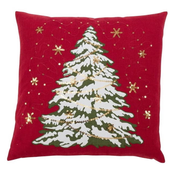 Saro Lifestyle LED Lights Christmas Tree Throw Pillow Cover