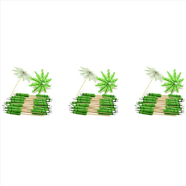 120X Palillos de árbol de Verde Palillos Paraguas de Papel, Palillos de Dientes, Palillos de Sombrilla de CóCtel Hechos Una Mano para Decoraciones de CóCteles