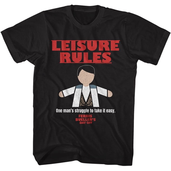 Ferris Bueller's Day Off Leisure Rules Black Adult T-Shirt
